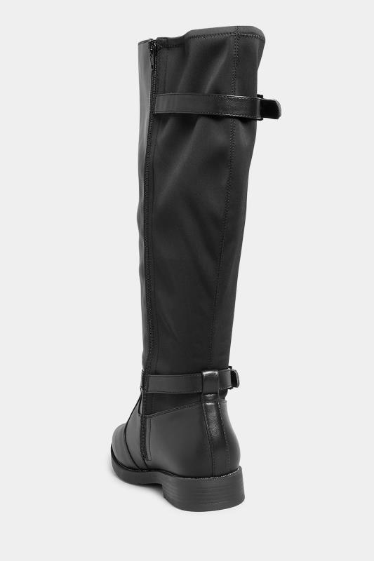 Black Double Strap Knee High Boots In Extra Wide EEE Fit 4