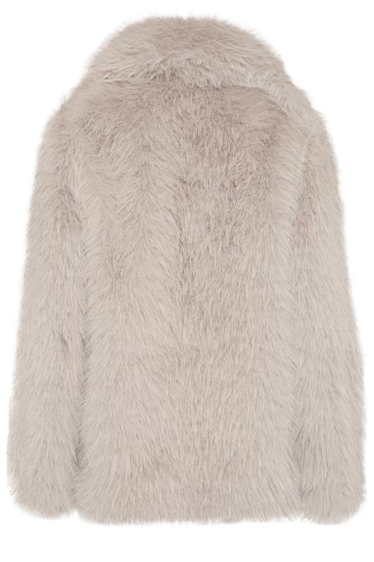 LTS Tall Light Grey Faux Fur Coat | Long Tall Sally  8