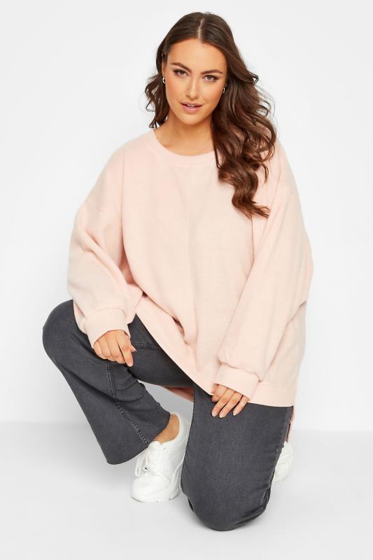 Plus Size Light Pink Soft Touch Fleece Sweatshirt | Yours Clothing 4