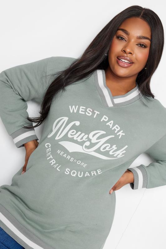 YOURS Plus Size Grey 'New York' Varsity Sweatshirt | Yours Clothing 4