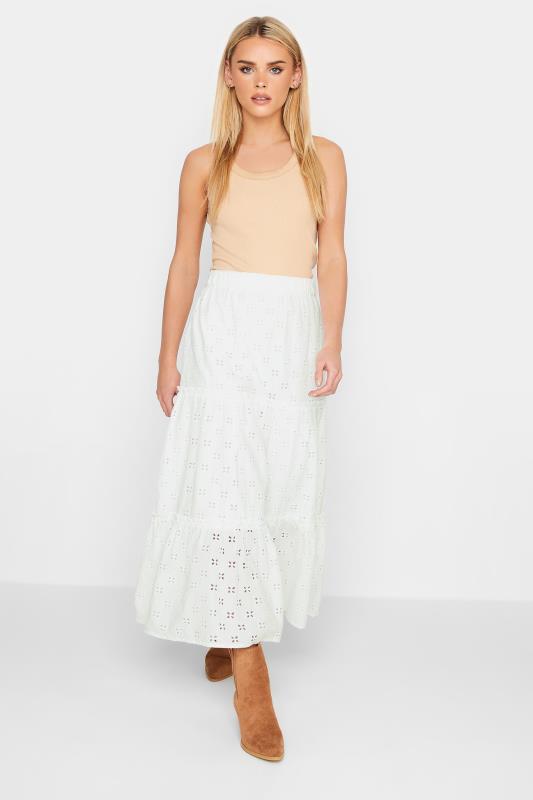 Petite White Broderie Maxi Skirt | PixieGirl 2