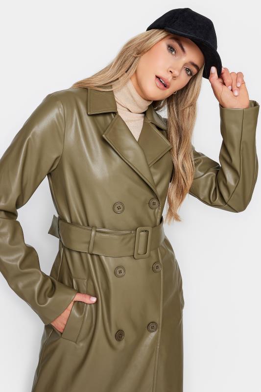 LTS Tall Olive Green Faux Leather Trench Coat | Long Tall Sally 4