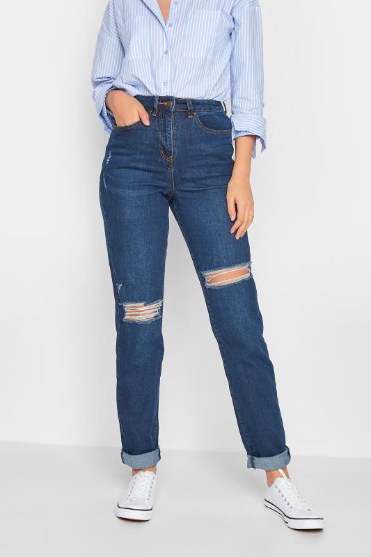 LTS Tall Women's Blue Distressed UNA Mom Jeans | Long Tall Sally 1