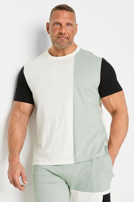  Tallas Grandes STUDIO A Big & Tall White Short Sleeve Cut & Sew T-Shirt