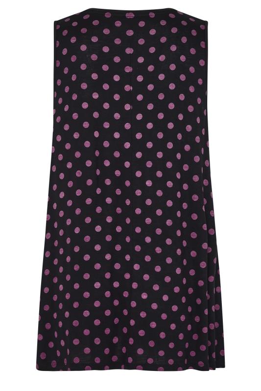 YOURS Plus Size Black & Pink Spotted Pleat Vest Top | Yours Clothing 6