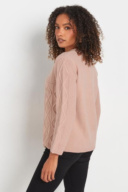 M&Co Blush Pink Cable Knit Patchwork Jumper | M&Co 5