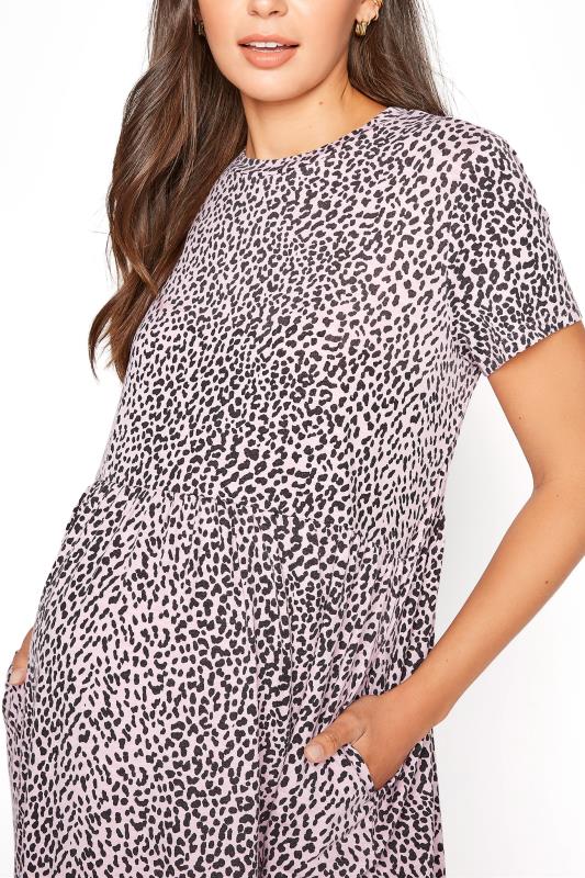 LTS Tall Maternity Pink Leopard Print Peplum Mini Dress 4