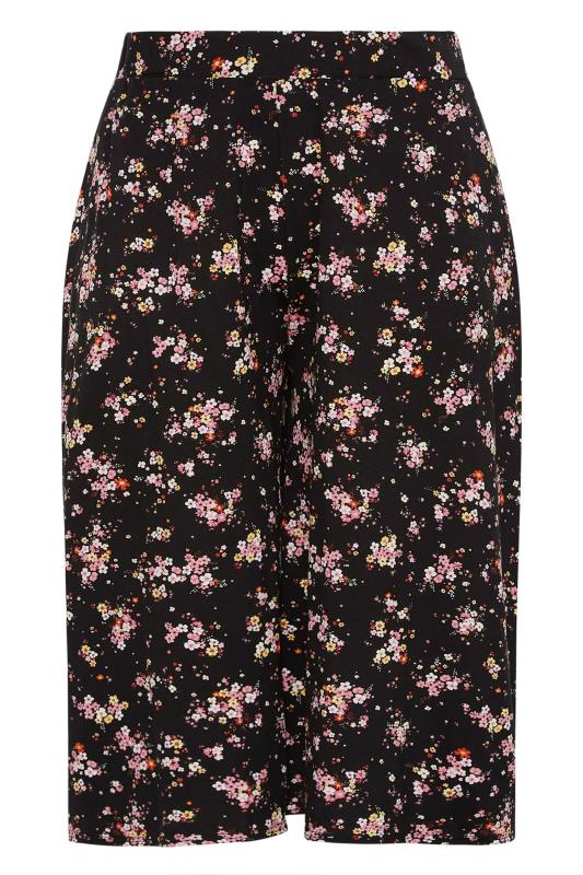 Plus Size Black Ditsy Floral Jersey Culottes | Yours Clothing 4