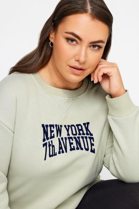 YOURS Curve Plus Size Light Grey 'New York' Slogan Sweatshirt | Yours Clothing  4