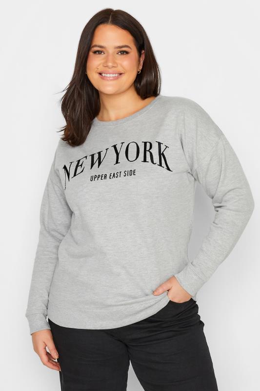  Grande Taille LTS Tall Grey 'New York' Marl Sweatshirt