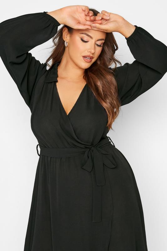 LIMITED COLLECTION Plus Size Black Wrap Dress | Yours Clothing 4