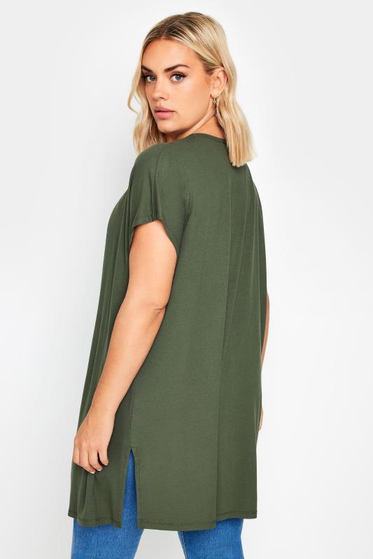 YOURS Plus Size Khaki Green Short Sleeve Cardigan | Yours Clothing 3