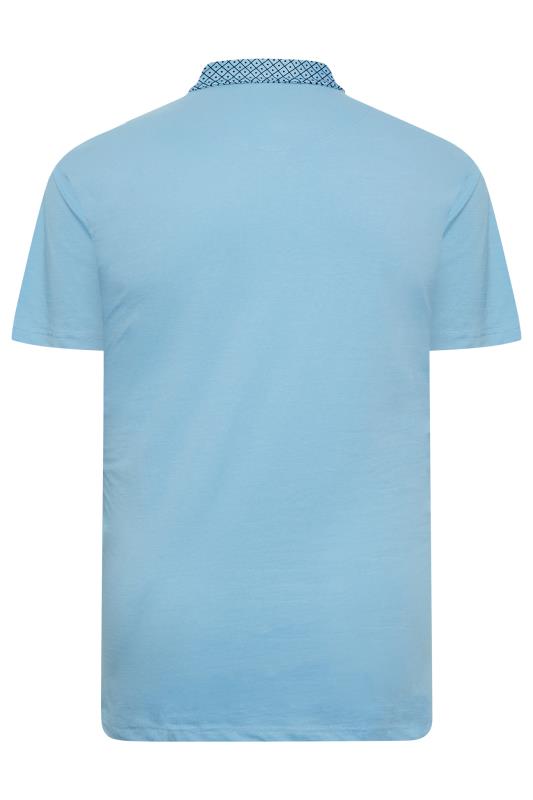 KAM Big & Tall Blue Premium Contrast Collar Polo Shirt | BadRhino 4
