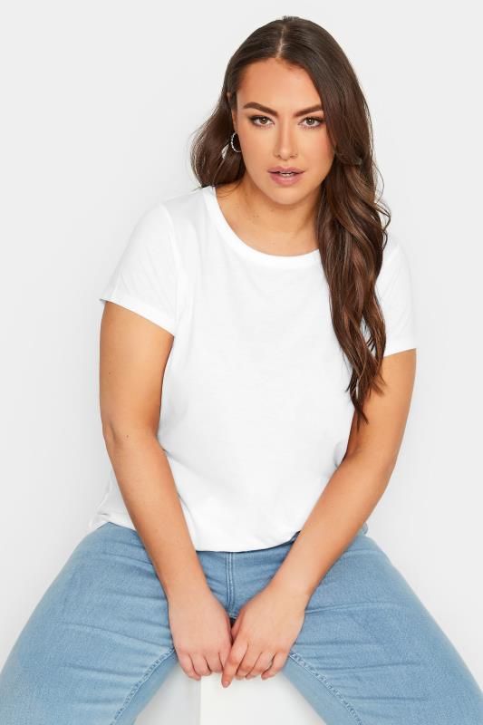 Plus Size White Essential T-Shirt | Yours Clothing 4