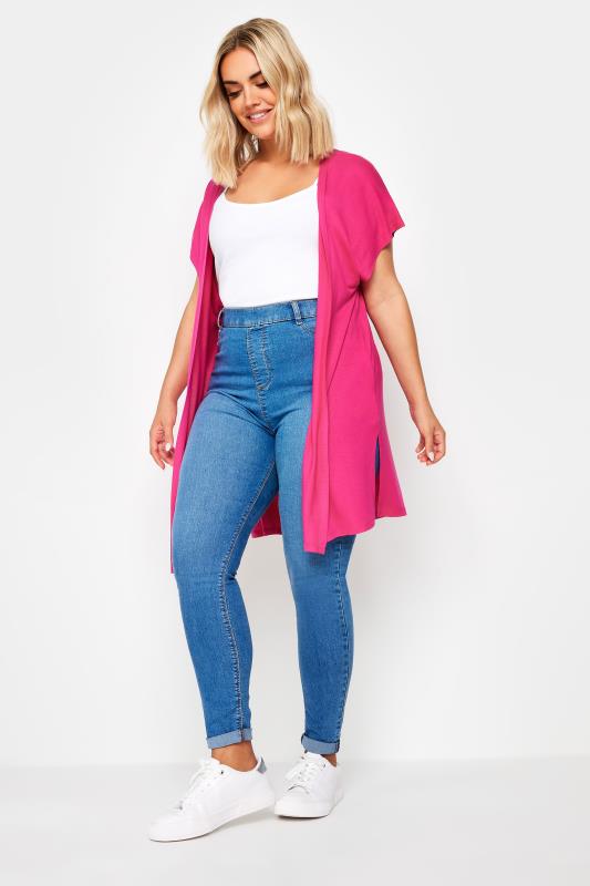 YOURS Plus Size Pink Short Sleeve Cardigan | Yours Clothing 2