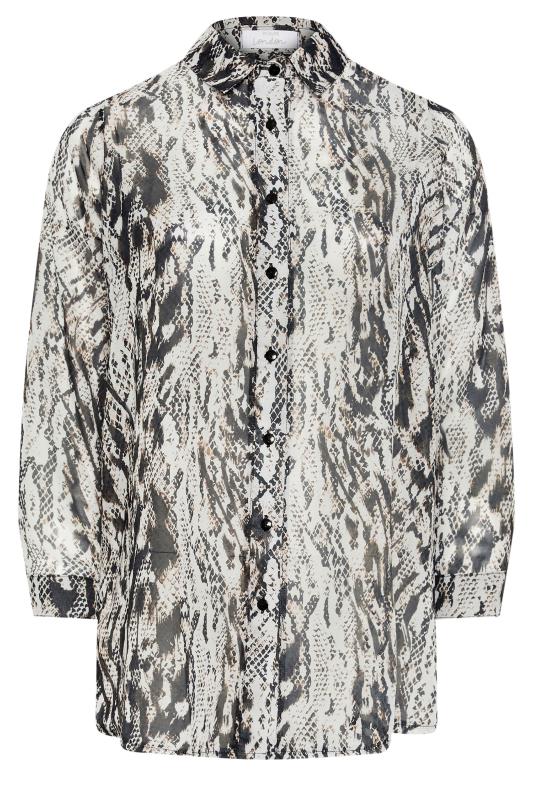 YOURS LONDON Plus Size White Snake Print Shirt | Yours Clothing 5