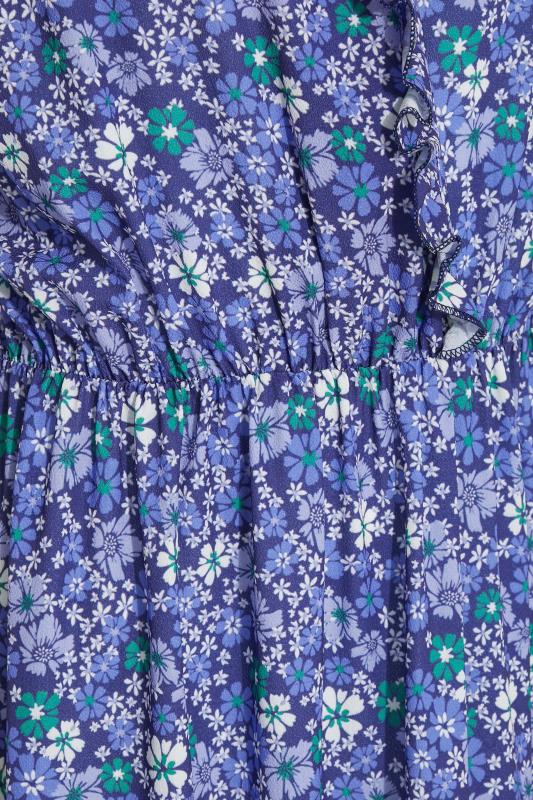 LTS Tall Women's Blue Ditsy Print Ruffle Maxi Dress | Long Tall Sally 5