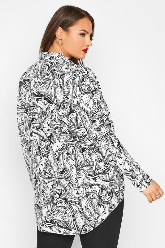LIMITED COLLECTION Curve White & Black Marble Print Shirt 3