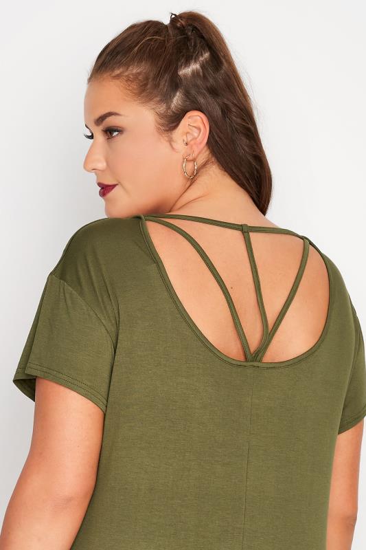 LIMITED COLLECTION Plus Size Khaki Green Cut Out Back T-Shirt 4