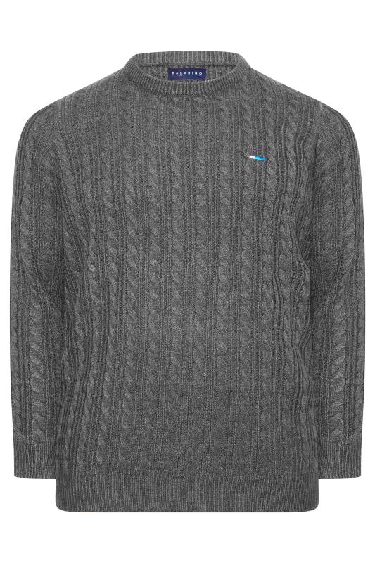 BadRhino Big & Tall Charcoal Grey Essential Cable Knitted Jumper 3