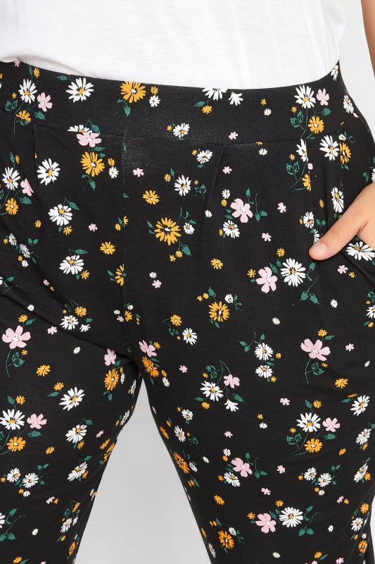 YOURS Plus Size Black Floral Print Harem Trousers | Yours Clothing  3