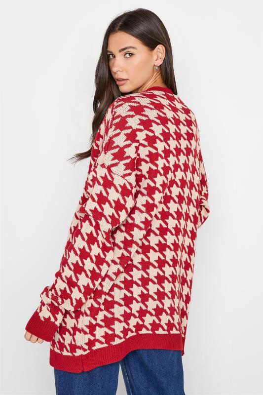 LTS Tall Red Dogtooth Check Cardigan 3