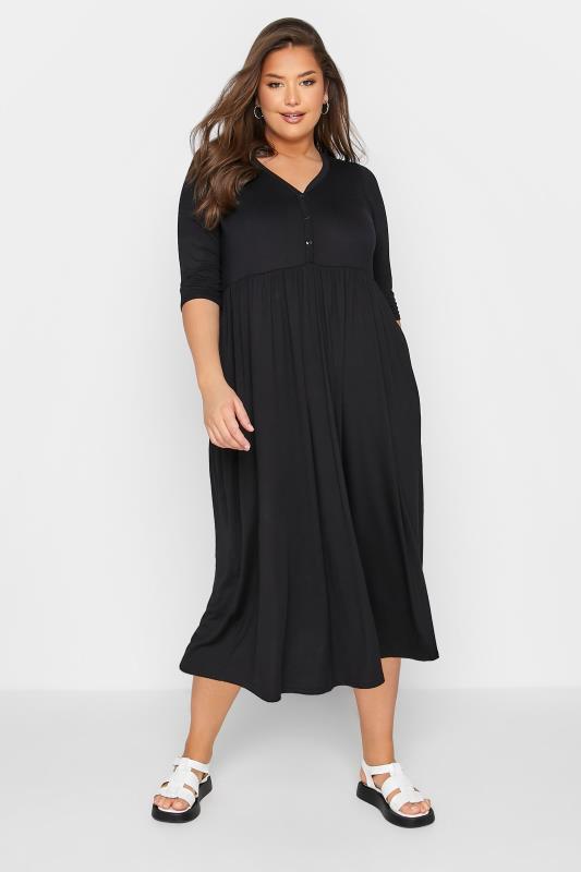 LIMITED COLLECTION Curve Black Button Midaxi Dress 2