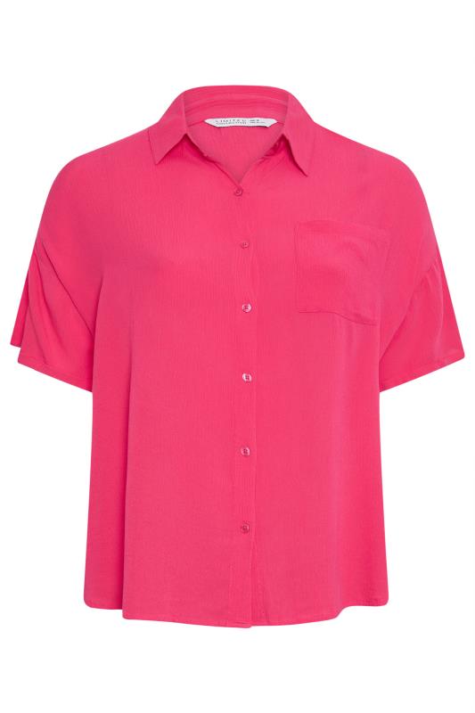 LIMITED COLLECTION Plus Size Pink Crinkle Shirt | Yours Clothing 6