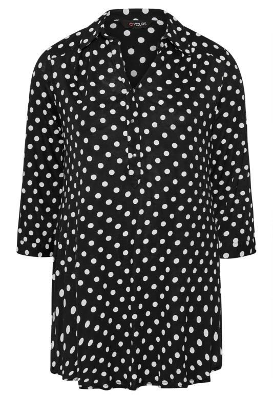 Curve Black & White Polka Dot Shirt | Yours Clothing 6