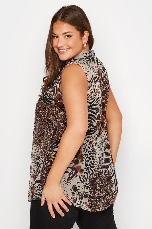 Plus Size Brown Animal Print Sleeveless Swing Blouse | Yours Clothing 4