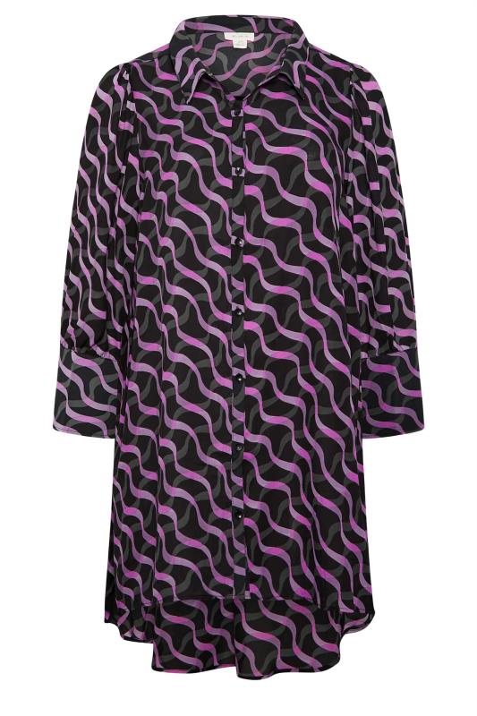 Evans Black & Purple Swirl Print Shirt Dress 5