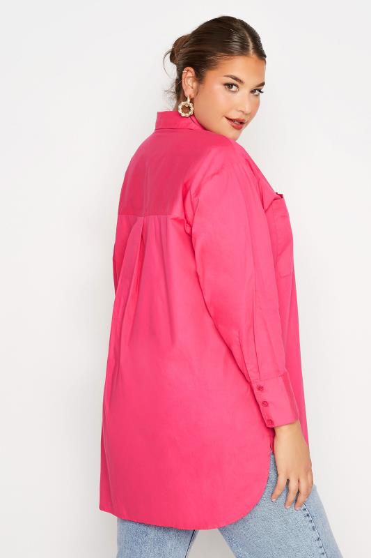 LIMITED COLLECTION Curve Hot Pink Oversized Boyfriend Shirt 4
