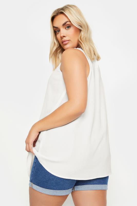 YOURS Plus Size White Pleated Vest Top | Yours Clothing 3