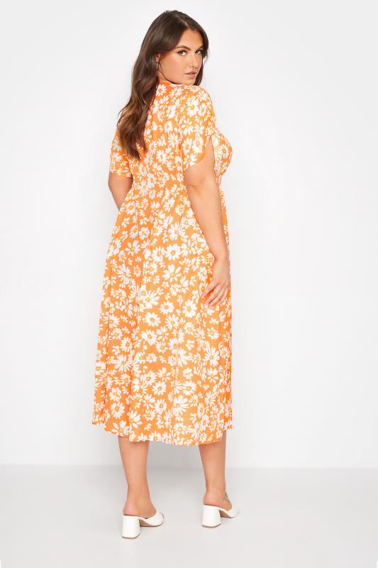 LIMITED COLLECTION Plus Size Orange Daisy Tea Dress | Yours Clothing 3