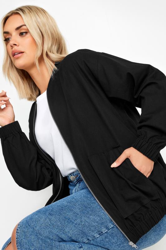LIMITED COLLECTION Plus Size Black Twill Bomber Jacket | Yours Clothing 4