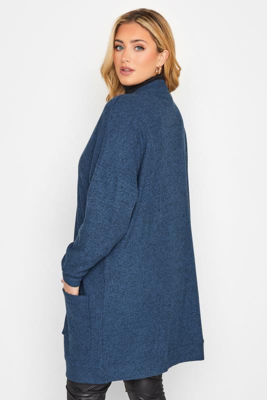 Plus Size Blue Ribbed Soft Touch Pocket Cardigan | Yours Clothing 3