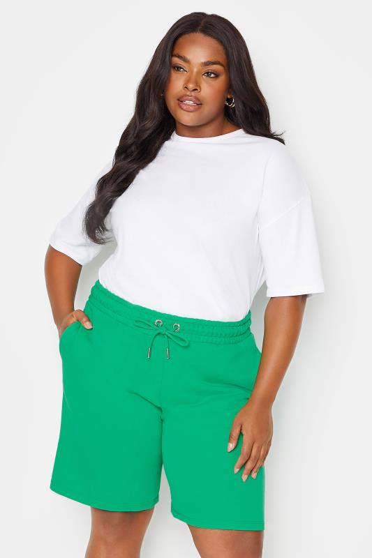 Plus Size  YOURS Curve Green Jogger Shorts