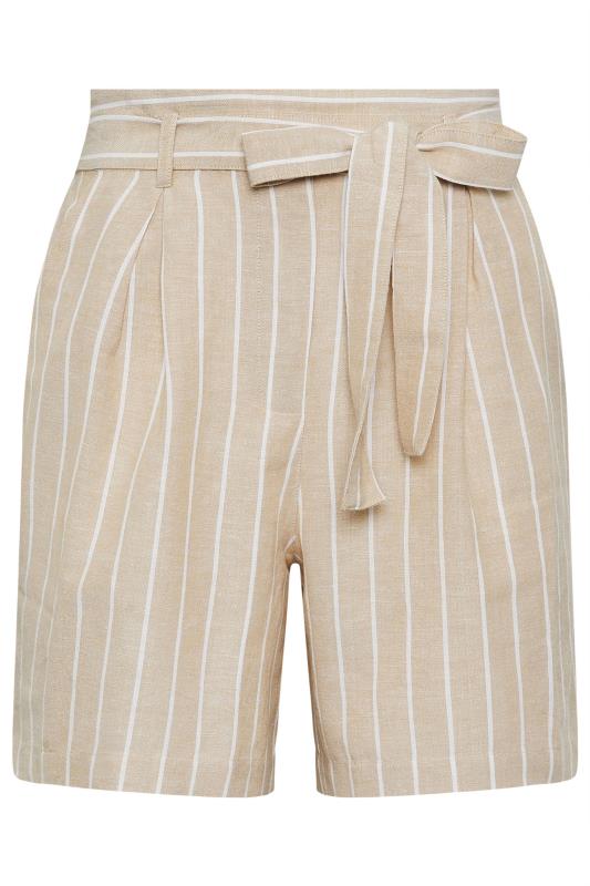 LTS Tall Women's Stone Brown Stripe Linen Shorts | Long Tall Sally 6