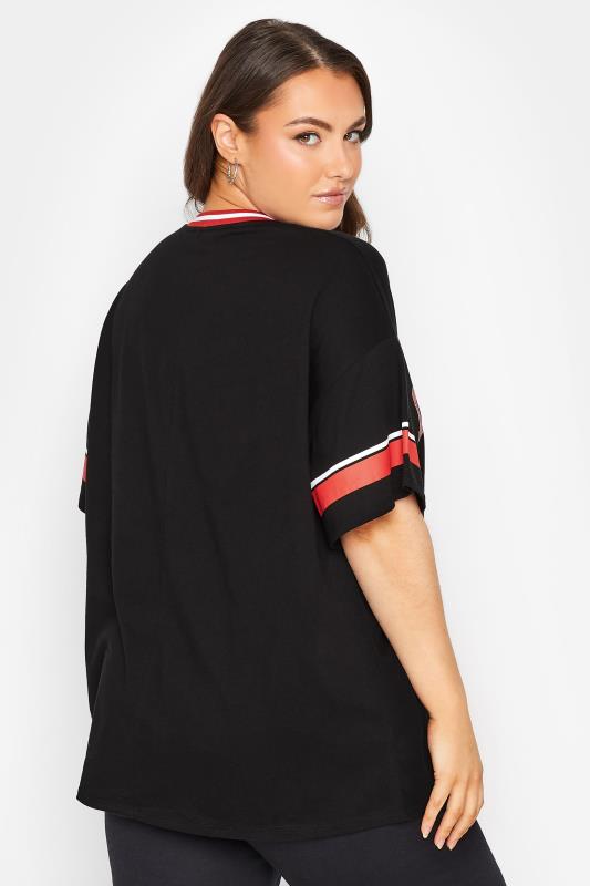 YOURS Plus Size Black & Red 'Los Angeles' Varsity T-Shirt | Yours Clothing 3