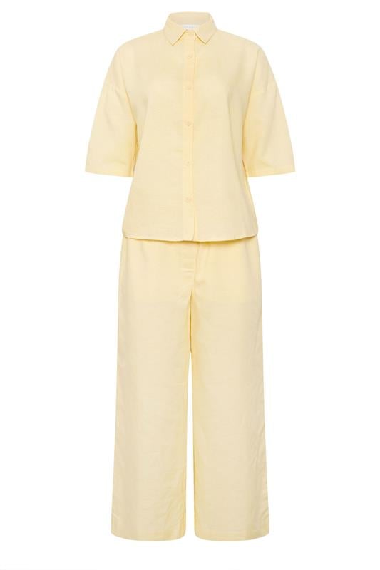 PixieGirl Petite Women's Set Yellow Linen Shirt & Wide Leg Trousers | PixieGirl 5
