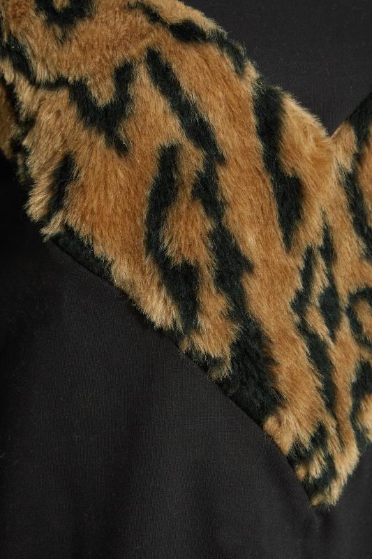 LTS Tall Black Leopard Print Panel Sweatshirt 5