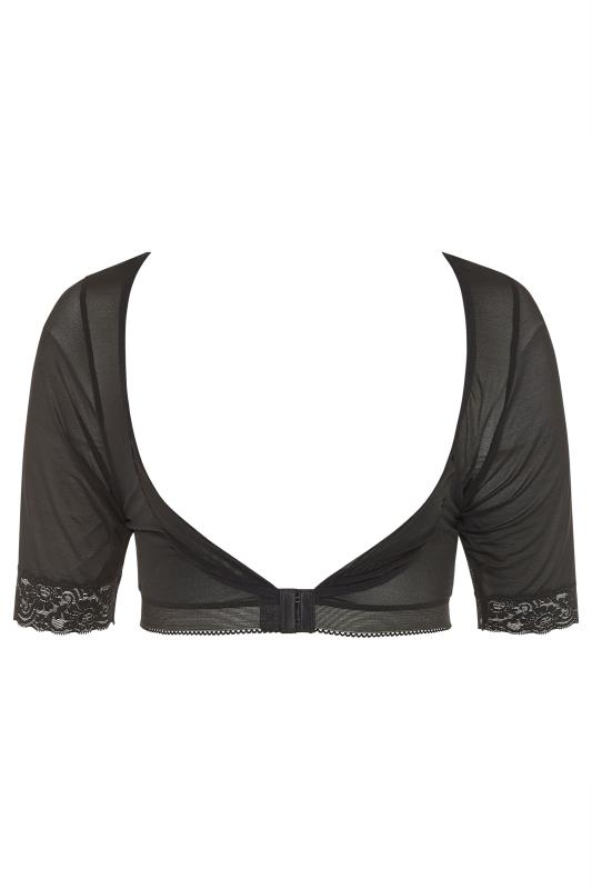 Black Mesh Front Fastening Armwear Top | Yours Clothing 6
