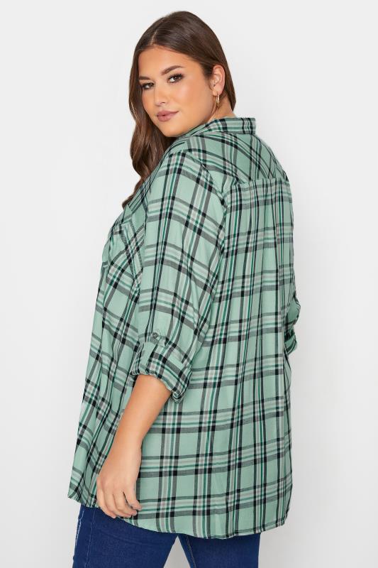 Plus Size Mint Green Overhead Check Shirt | Yours Clothing 3