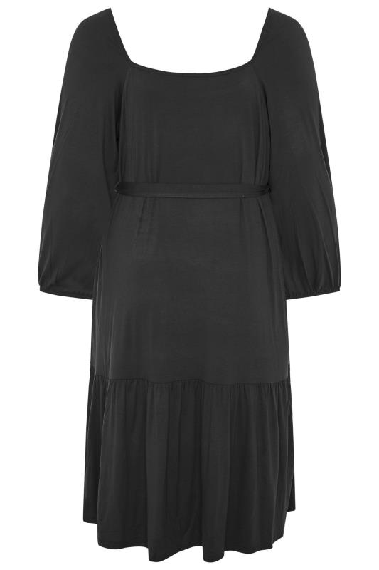 LIMITED COLLECTION Curve Black Millkmaid Tiered Midi Dress 6