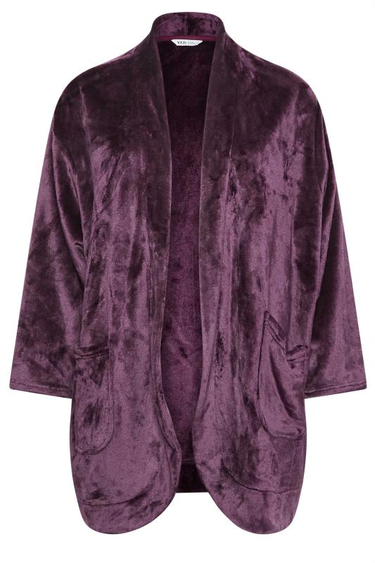 YOURS Plus Size Purple Soft Touch Short Dressing Gown | Yours Clothing 5