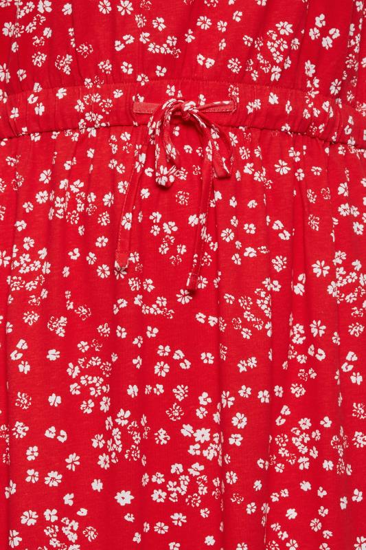 YOURS Plus Size Red Floral Print Maxi T-Shirt Dress | Yours Clothing 5