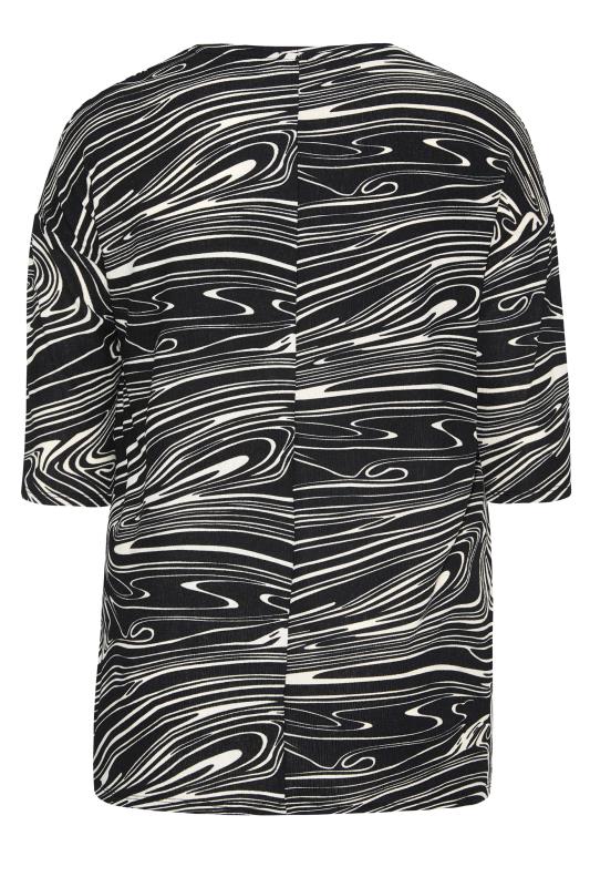 Plus Size Black Marble Print Top | Yours Clothing  7