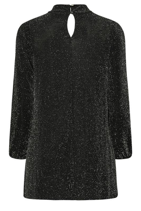 YOURS LONDON Plus Size Black & Silver Glitter Cut Out Swing Top | Yours Clothing 7