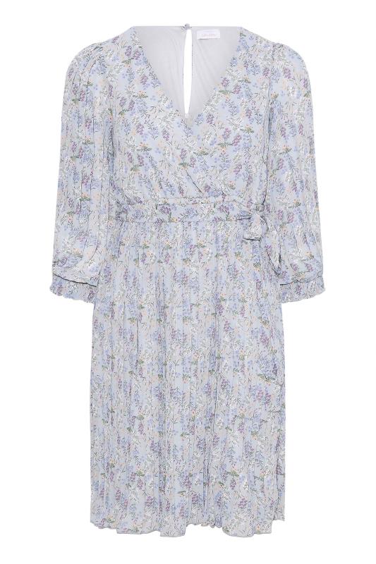 YOURS LONDON Plus Size Blue Floral Pleat Midi Dress | Yours Clothing 5