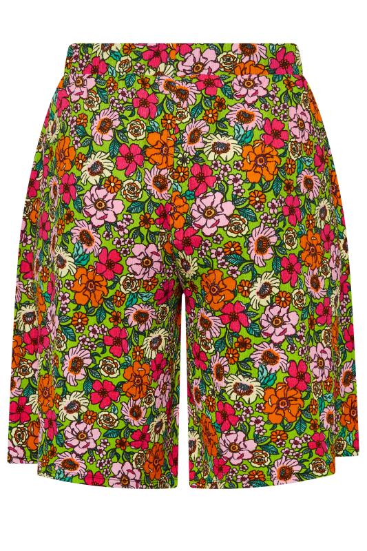 YOURS Plus Size Green Floral Print Pull On Shorts | Yours Clothing 5